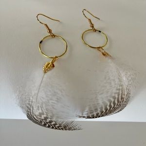 Boho feather earrings - duck feathers - gold plated brass - handcrafted